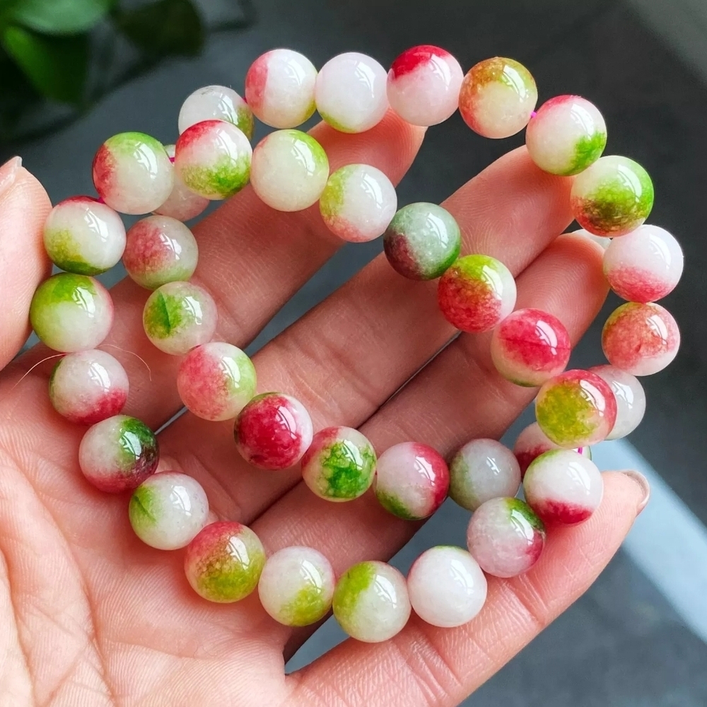 10mm Natural Phantom Watermelon Quartz Crystal  Bracelet Set